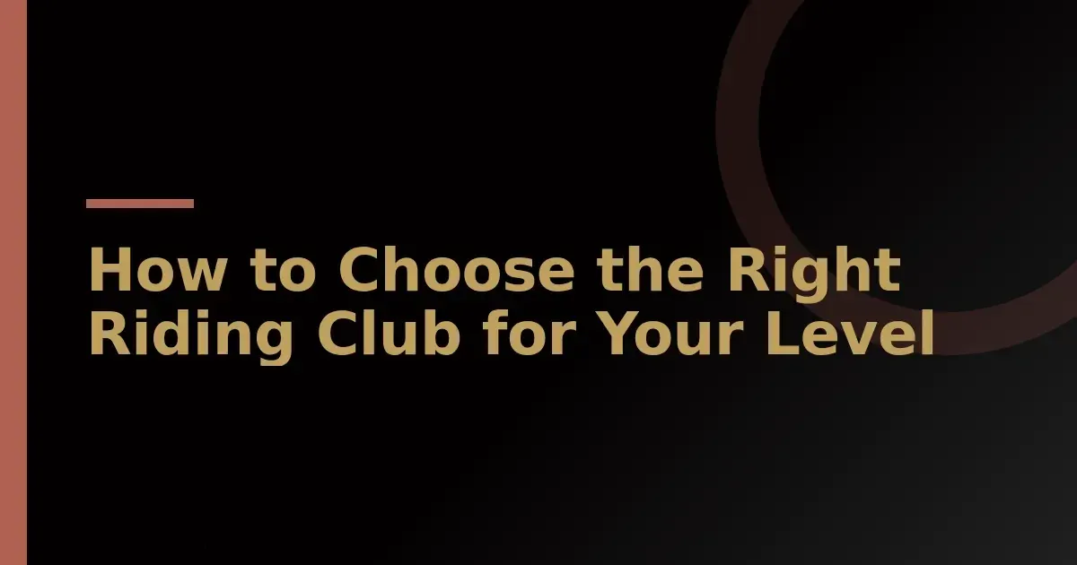 Riding club visit checklist